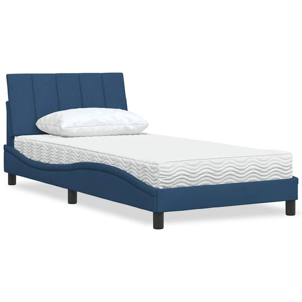 vidaXL Lit avec matelas Hanko bleu 100x200 cm tissu
