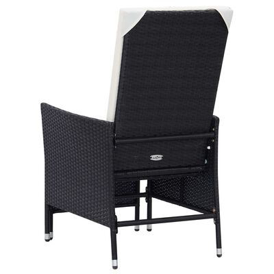 vidaXL Chaise inclinable de jardin avec coussins Résine tressée Noir