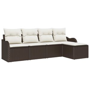 vidaXL Ensemble de canap&eacute; de jardin 5 pcs Marron Poly rotin