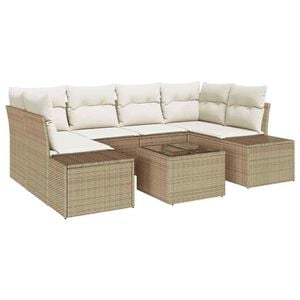 vidaXL Ensemble de canap&eacute; de jardin 8 pc Beige et cr&egrave;me polyrotin