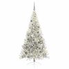 vidaXL Sapin de No&euml;l artificiel pr&eacute;-&eacute;clair&eacute; Argent 210 cm PET