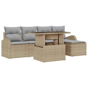 vidaXL Ensemble de canap&eacute; de jardin 6 pcs Beige Poly rotin