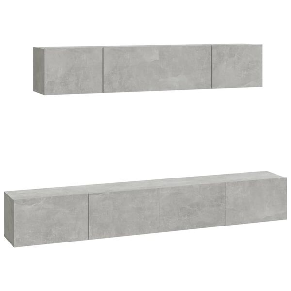 vidaXL Ensemble de meubles TV 4 pcs Gris b&eacute;ton Bois d'ing&eacute;nierie