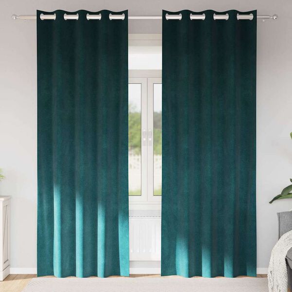 vidaXL Rideaux occultants 2 pcs Vert foncé 140 x 225 cm Velours