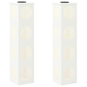 vidaXL Lumi&egrave;re de chemin LED solaire 2 pc Blanc chaud 18 x 18 x 80 cm