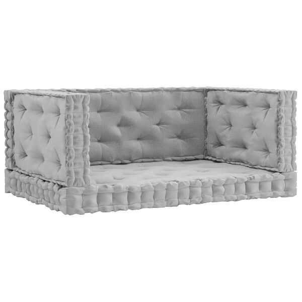 vidaXL Coussins de plancher de palette lot de 4 Gris Coton