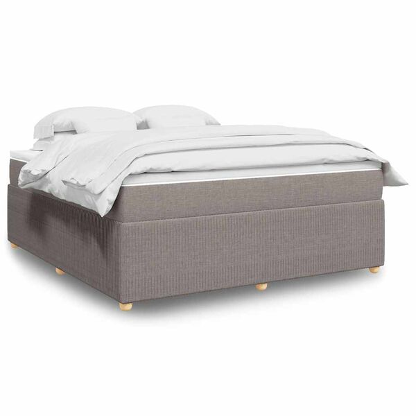 vidaXL Sommier &agrave; lattes de lit avec matelas Taupe 180x200 cm Tissu