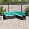 vidaXL Salon de jardin 6 pcs avec coussins noir r&eacute;sine tress&eacute;e