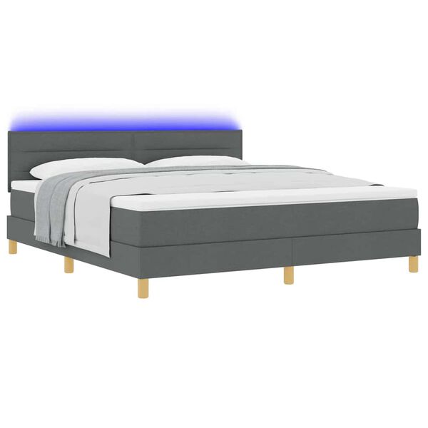 vidaXL Lit &agrave; ressort LED avec matelas Gris fonc&eacute; 180 x 200 cm tissu