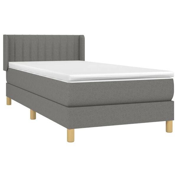vidaXL Sommier &agrave; lattes de lit avec matelas Gris fonc&eacute; 100x200cm Tissu