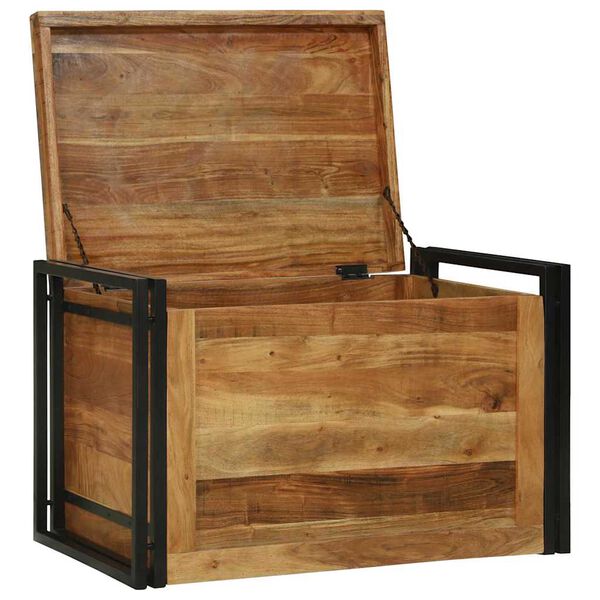 vidaXL Bo&icirc;te de rangement Marron et Noir 80 x 50 x 50 cm Bois d'acacia