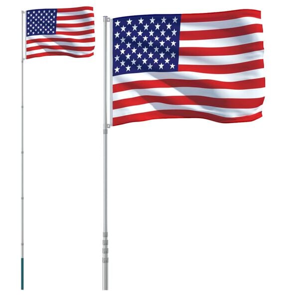 vidaXL Drapeau des &Eacute;tats-Unis et m&acirc;t 5,5 m Aluminium