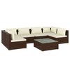 vidaXL Salon de jardin 7 pcs avec coussins R&eacute;sine tress&eacute;e Marron