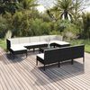 vidaXL Salon de jardin 11 pcs avec coussins Résine tressée Noir