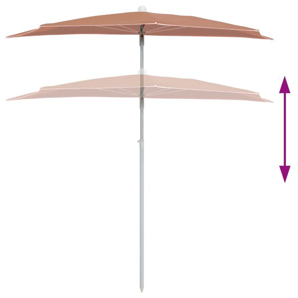 vidaXL Demi-parasol de jardin avec m&acirc;t 180x90 cm terre cuite