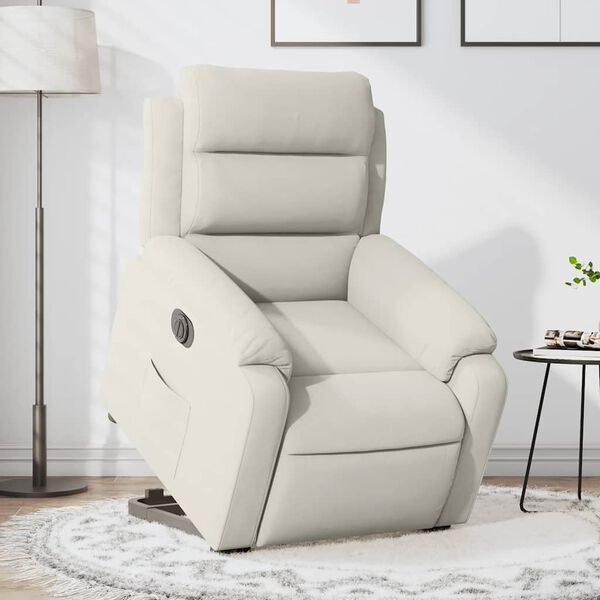 vidaXL Fauteuil inclinable &eacute;lectrique cr&egrave;me velours
