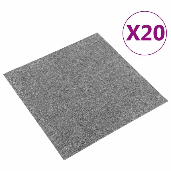 vidaXL Tapis 20 pcs Gris 50 x 50 cm 100% Polypropyl&egrave;ne