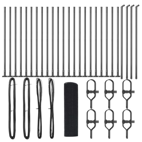 vidaXL Cl&ocirc;ture avec poteaux Gris 0.6 x 50 m Acier