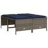 vidaXL Tabourets de jardin avec coussins lot de 4 gris r&eacute;sine tress&eacute;e