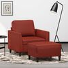vidaXL Fauteuil avec repose-pied Rouge bordeaux 60 cm Similicuir