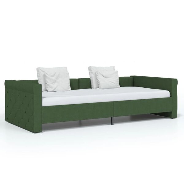 vidaXL Lit avec &eacute;clairage USB Vert fonc&eacute; Tissu 90x200 cm