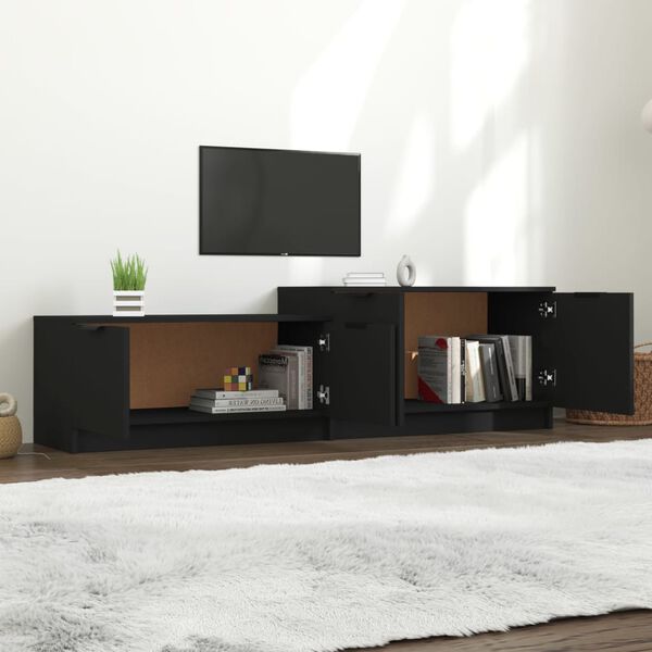 vidaXL Meuble TV Noir 158,5x36x45 cm Bois d'ingénierie