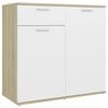 vidaXL Buffet blanc et ch&ecirc;ne sonoma 80x36x75 cm bois d'ing&eacute;nierie