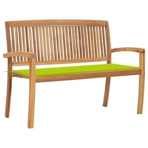 vidaXL Banc de jardin empilable et coussin 128,5cm Bois de teck massif