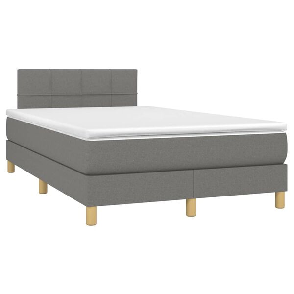 vidaXL Sommier &agrave; lattes de lit et matelas et LED Gris fonc&eacute; 120x200 cm