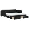 vidaXL Lit de jour avec gigogne et tiroirs noir 90x190 cm tissu