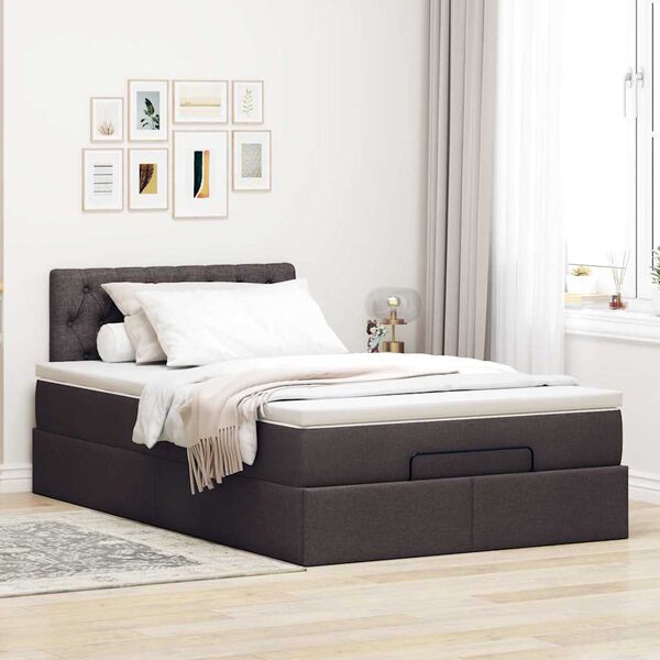 vidaXL Lit ottoman avec matelas marron fonc&eacute; 120x200 cm tissu