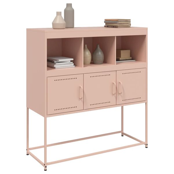 vidaXL Buffet rose 100,5x39x107 cm acier