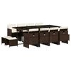 vidaXL Ensemble &agrave; manger de jardin avec coussins 13 pcs marron rotin