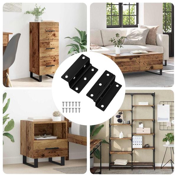 vidaXL Charni&egrave;re 2 pcs Noir 38 x 17 x 60 mm Fer