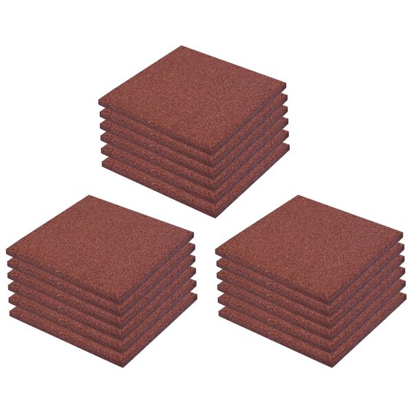 vidaXL Carreaux de protection antichoc 18pc Caoutchouc 50x50x3cm Rouge