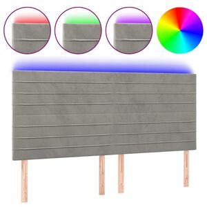 vidaXL T&ecirc;te de lit &agrave; LED Gris clair 180x5x118/128 cm Velours