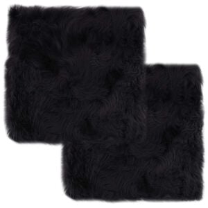 vidaXL Coussins de chaise lot de 2 Gris fonc&eacute; Mouton v&eacute;ritable