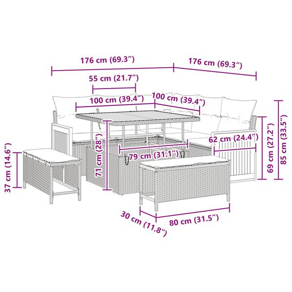 vidaXL Ensemble de canap&eacute; de jardin 8 pcs Noir et Marron polyrotin