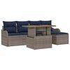 vidaXL Ensemble de canap&eacute; de jardin 6 pc Gris et bleu marine polyrotin