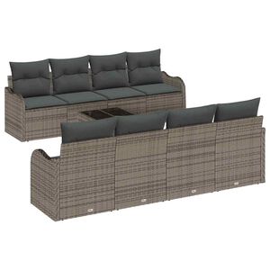 vidaXL Ensemble de canap&eacute; de jardin 9 pi&egrave;ces 8-Nombre de places Gris