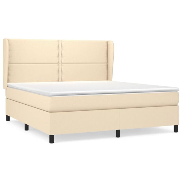 vidaXL Sommier &agrave; lattes de lit avec matelas Cr&egrave;me 180x200 cm Tissu