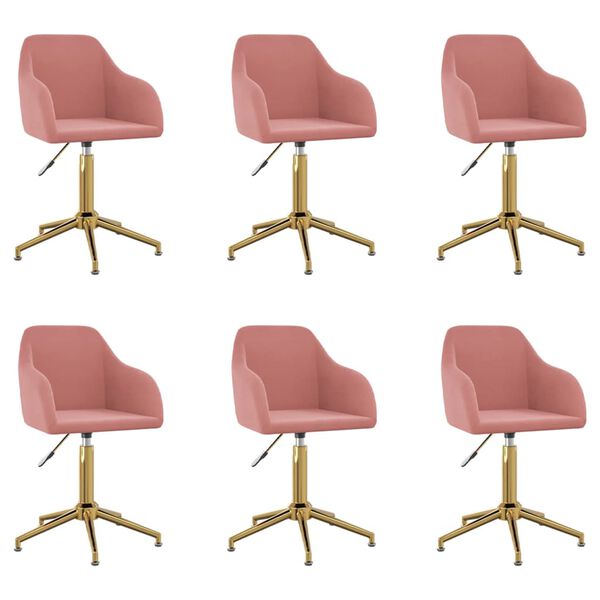 vidaXL Chaises pivotantes &agrave; manger lot de 6 rose velours