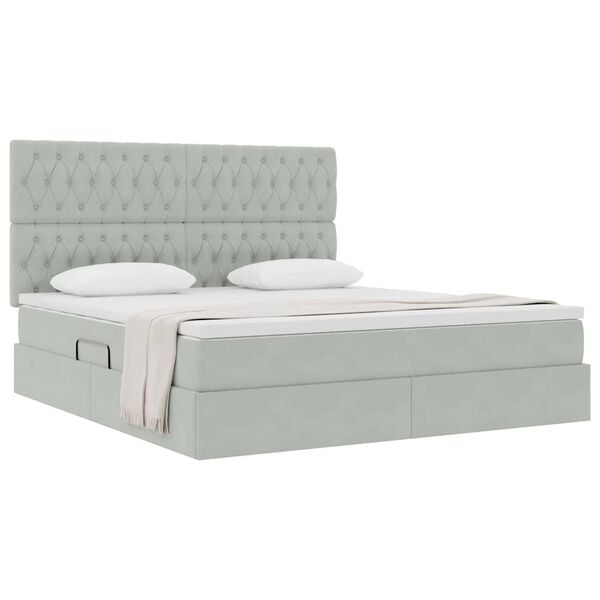 vidaXL Lit avec rangement et matelas Gris clair 160 x 200 cm Velours