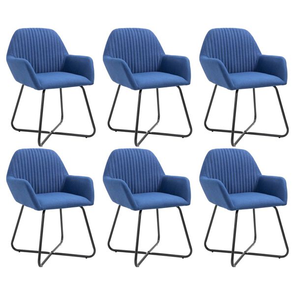 vidaXL Chaises &agrave; manger lot de 6 bleu tissu
