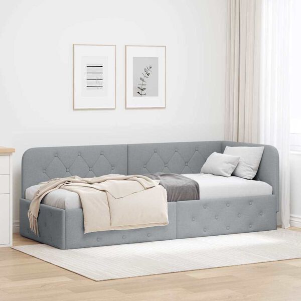 vidaXL Cadre de lit d'angle Gris clair 80 x 200 cm tissu