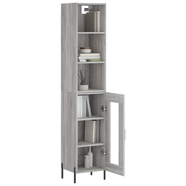vidaXL Buffet haut Sonoma gris 34,5x34x180 cm Bois d'ing&eacute;nierie