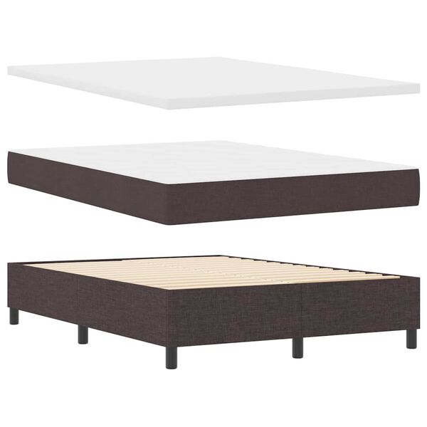 vidaXL Lit &agrave; ressorts avec matelas Marron fonc&eacute; 140 x 200 cm tissu