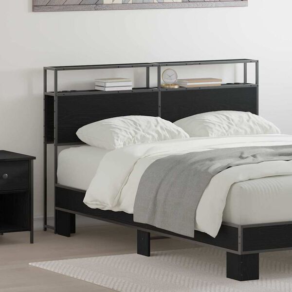 vidaXL T&ecirc;te de lit de rangement Ch&ecirc;ne noir 150 cm Bois d'ing&eacute;nierie