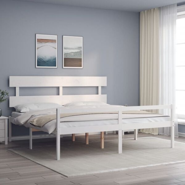 vidaXL Lit pour personne &acirc;g&eacute;e sans matelas blanc 200x200cm bois massif