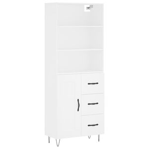 vidaXL Buffet haut Blanc 69,5x34x180 cm Bois d'ing&eacute;nierie